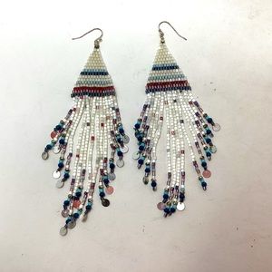 Boho Seed Beed Long Tassel Earrings